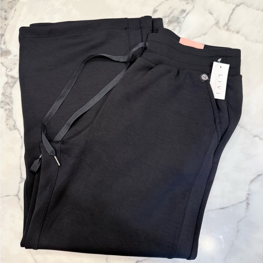 Layne Bryant LIVI Women’s Wide Leg Drawstring Black Athletic Pants Size: 10-12